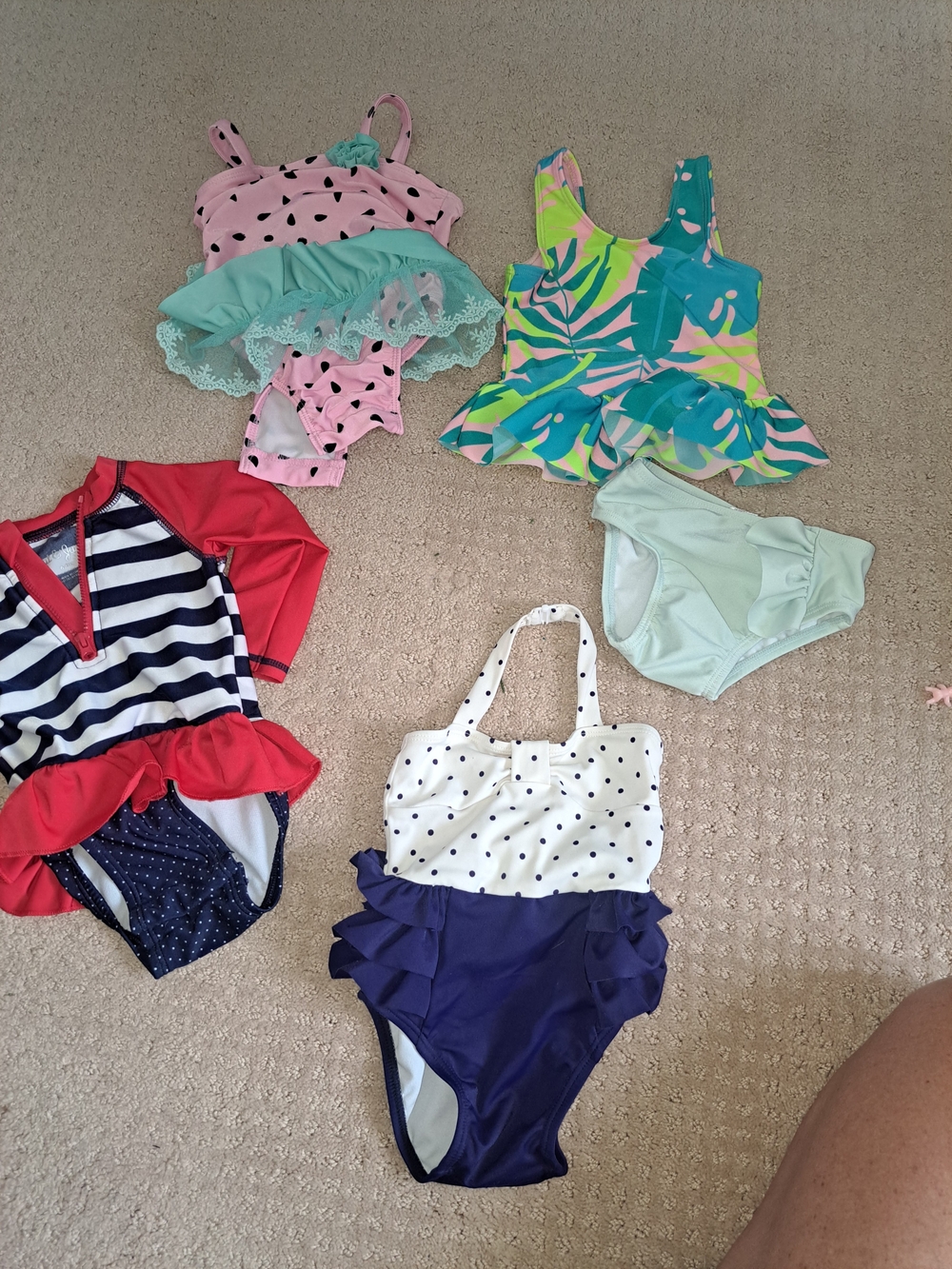 Baby Mixed One-Piece Swimsuit Lot - Polka Dot, Stripes & Tropical Prints